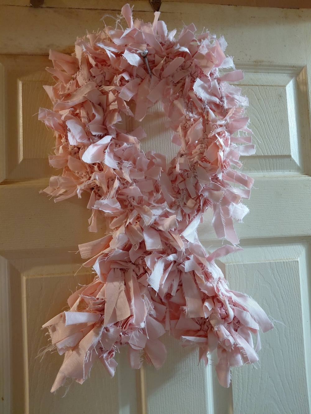 Soft Pink Ribbon Fabric Wreath - Delicate Home Holiday Accent